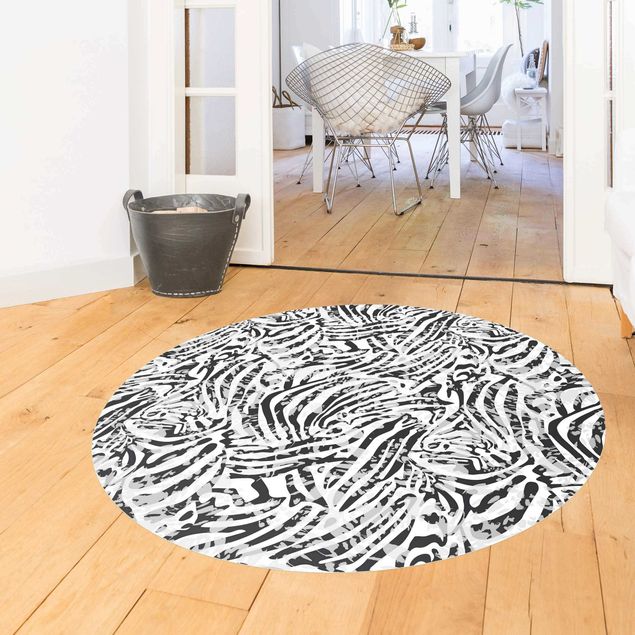 futrzany dywan Wzór zebry w odcieniach szarości