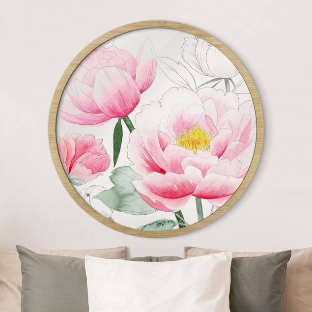 Nowoczesne obrazy Drawing Light Pink Peonies