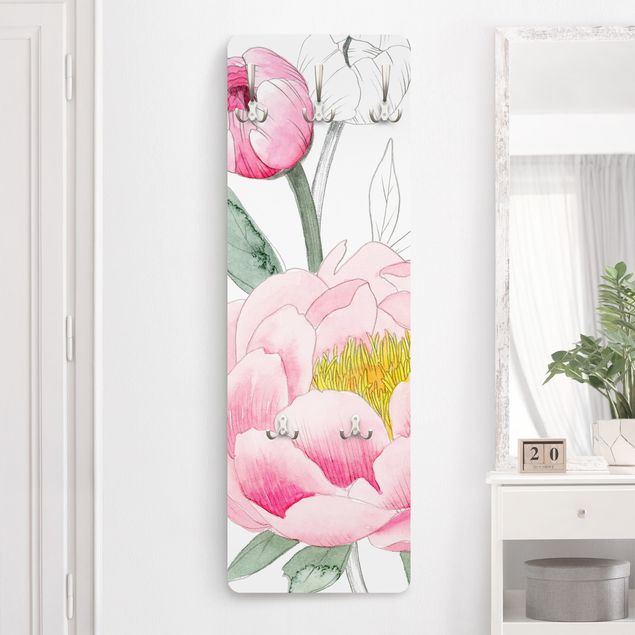 Garderoba Rysowanie różowych peonii II