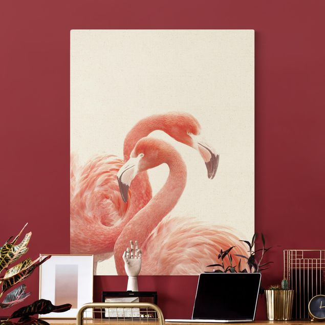 Nowoczesne obrazy do salonu Dwa flamingi