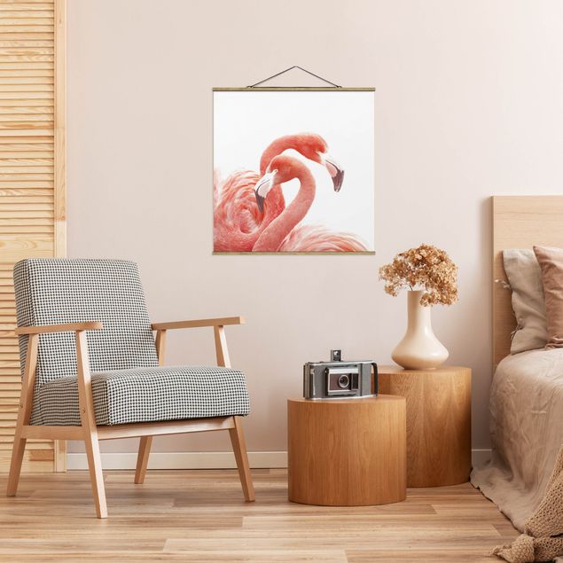 Nowoczesne obrazy do salonu Dwa flamingi